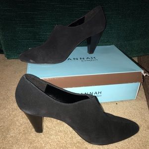 Black suede heeled booties